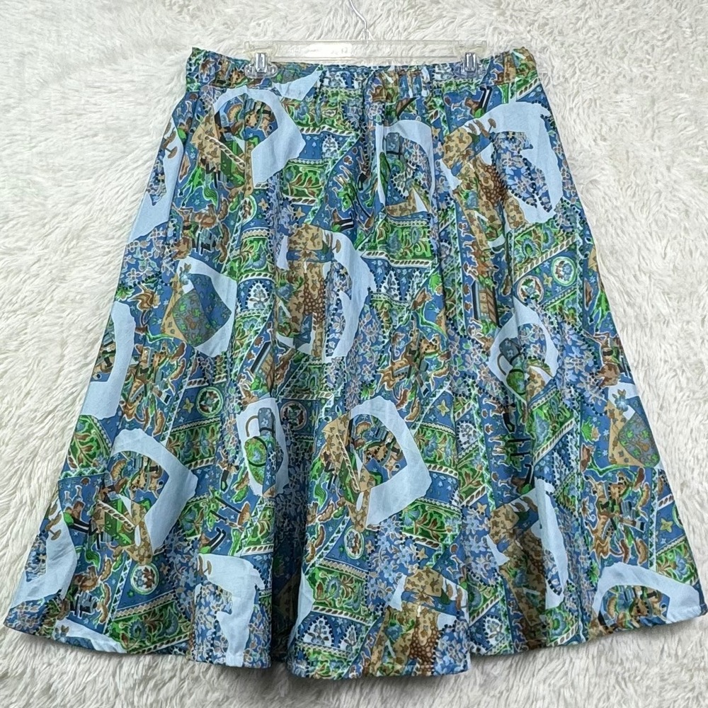 Vintage Handmade Novelty Print Square Dance Midi Skirt